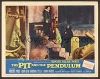 4k449 PIT & THE PENDULUM LC #3 '61 hooded Vincent Price with 2 people on dungeon stairs!