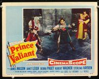 4k460 PRINCE VALIANT LC #3 '54 Robert Wagner duels with James Mason as Janet Leigh watches!