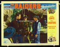 4k478 RAIDERS LC #5 '52 Richard Conte in major staredown with Hugh O'Brian!