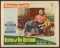 4k489 RIVER OF NO RETURN LC #2 '54 Tommy Rettig & sexy Marilyn Monroe help Robert Mitchum!