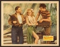 4k511 SONG OF THE ISLANDS LC '42 sexy Betty Grable in sarong between Victor Mature & Jack Oakie!