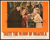 4k533 TASTE THE BLOOD OF DRACULA LC #4 '70 close up of vampire Christopher Lee about to bite girl!