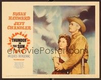 4k543 THUNDER IN THE SUN LC #3 '59 close up of Jeff Chandler holding Susan Hayward!