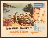 4k547 TO CATCH A THIEF LC #6 R63 Cary Grant standing over crowd on Riviera, Alfred Hitchcock