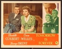 4k549 TOMORROW IS FOREVER LC '45 close up of George Brent with very concerned Claudette Colbert!