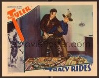 4k553 TRACY RIDES LC '35 close up of sheriff Tom Tyler fighting with bad guy over gun!
