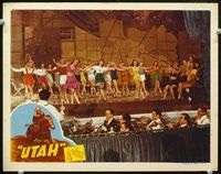 4k566 UTAH LC '45 lots of sexy girls on stage dancing with orchestra, Roy Rogers in border art!