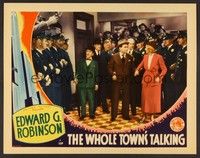 4k588 WHOLE TOWN'S TALKING LC '35 Edward G. Robinson, Jean Arthur & cops at movie's climax!