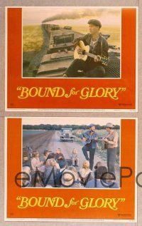 4m061 BOUND FOR GLORY 8 LCs '76 great images of David Carradine as folk singer Woody Guthrie!