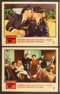 4m094 CROWDED SKY 8 LCs '60 Dana Andrews, sexy Rhonda Fleming in bathing suit, aviation disaster!