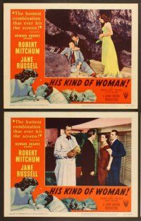 4m429 HIS KIND OF WOMAN 7 LCs '51 Robert Mitchum, sexy Jane Russell, presented by Howard Hughes!