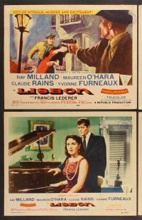 4m222 LISBON 8 LCs '56 Ray Milland & Maureen O'Hara in the city of intrigue & murder!