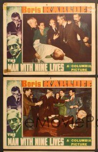 4m578 MAN WITH NINE LIVES 5 LCs '40 Boris Karloff brings them back alive to witness unholy deeds!