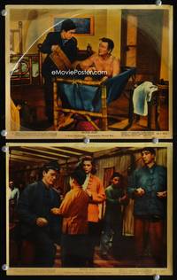 4p244 BLOOD ALLEY 2 color 8x10 stills '55 barechested John Wayne, Lauren Bacall, Mike Mazurki