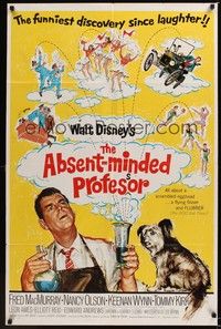 4r017 ABSENT-MINDED PROFESSOR 1sh '61 Walt Disney, Flubber, Fred MacMurray in title role!