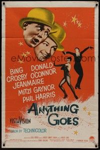 4r048 ANYTHING GOES 1sh '56 Bing Crosby, Donald O'Connor, Jeanmaire, music by Cole Porter!