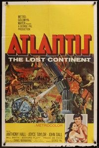 4r057 ATLANTIS THE LOST CONTINENT 1sh '61 George Pal underwater sci-fi, cool fantasy art by Smith!