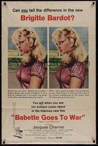 4r062 BABETTE GOES TO WAR 1sh '60 super sexy soldier Brigitte Bardot, Babette s'en va-t-en guerre