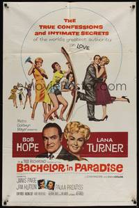 4r065 BACHELOR IN PARADISE 1sh '61 world's greatest lover Bob Hope romances sexy Lana Turner!