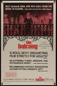4r070 BALCONY 1sh '63 Jean Genet's erotic world where men's strange desires are fulfilled!