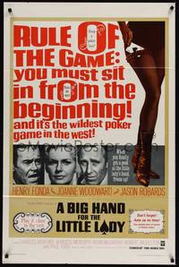 4r103 BIG HAND FOR THE LITTLE LADY 1sh '66 Henry Fonda, Joanne Woodward, wildest poker game!