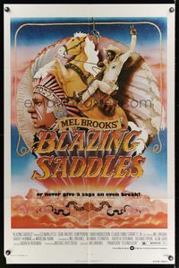 4r123 BLAZING SADDLES 1sh '74 classic Mel Brooks western, art of Cleavon Little by John Alvin!