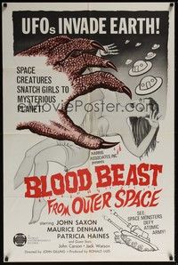 4r126 BLOOD BEAST FROM OUTER SPACE 1sh '66 UFOs invade Earth, creatures snatch sexy girls!