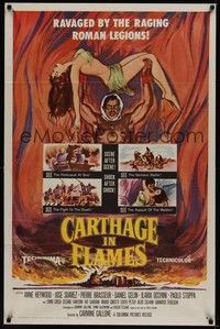 4r171 CARTHAGE IN FLAMES 1sh '60 Cartagine in Fiamme, Anne Heywood, sexy pulp art!