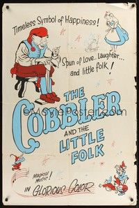 4r199 COBBLER & THE LITTLE FOLK 1sh '58 fantasy cartoon, very Walt Disney-like art!