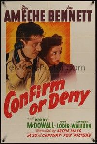 4r207 CONFIRM OR DENY 1sh '41 art of Don Ameche on phone & operator Joan Bennett!