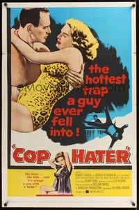 4r208 COP HATER 1sh '58 Ed McBain gritty film noir, the hottest trap a guy ever fell into!