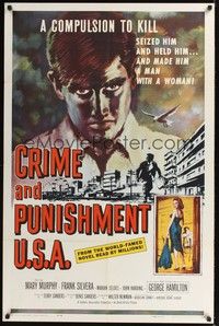 4r219 CRIME & PUNISHMENT U.S.A. 1sh '59 introducing George Hamilton, from the world-famed novel!