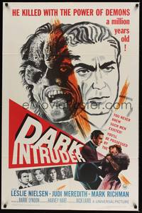 4r222 DARK INTRUDER 1sh '65 he kills with the power of demons a million years old, cool horror art