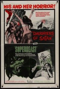 4r223 DAUGHTERS OF SATAN/SUPERBEAST 1sh '72 his and her horror double-bill!
