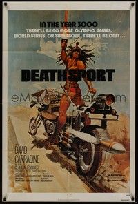 4r229 DEATHSPORT 1sh '78 David Carradine, great artwork of futuristic battle motorcycle!