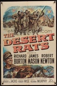 4r233 DESERT RATS 1sh '53 Richard Burton leads Australian & New Zealand soldiers against Nazis!
