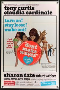 4r255 DON'T MAKE WAVES 1sh '67 Tony Curtis with super sexy Sharon Tate & Claudia Cardinale!