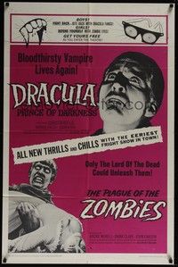 4r260 DRACULA PRINCE OF DARKNESS/PLAGUE OF THE ZOMBIES 1sh '66 bloodsuckers & undead double-bill!
