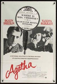 4r020 AGATHA English 1sh '79 Dustin Hoffman & Vanessa Redgrave as Christie!