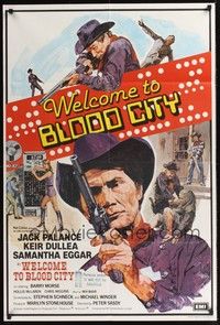 4r971 WELCOME TO BLOOD CITY English 1sh '77 art of Jack Palance, Keir Dullea, sexy Samantha Eggar!