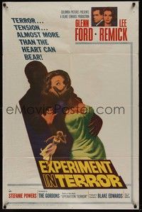 4r284 EXPERIMENT IN TERROR 1sh '62 Glenn Ford, Lee Remick, more tension than the heart can bear!