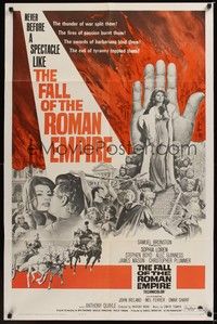 4r289 FALL OF THE ROMAN EMPIRE 1sh '64 Anthony Mann, Sophia Loren, cool gladiator artwork!