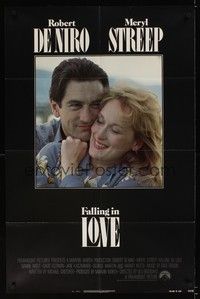 4r291 FALLING IN LOVE 1sh '84 romantic close-up of Robert De Niro & Meryl Streep!