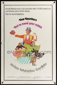 4r345 GET TO KNOW YOUR RABBIT 1sh '72 cool art of wacky magician Tom Smothers!