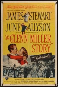 4r356 GLENN MILLER STORY 1sh '54 James Stewart in the title role, June Allyson, Louis Armstrong!