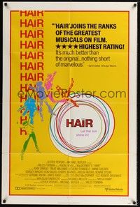 4r390 HAIR review style B2 1sh '79 Milos Forman, Treat Williams, musical, let the sun shine in!
