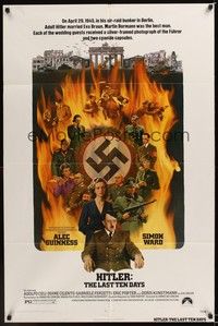 4r415 HITLER: THE LAST TEN DAYS 1sh '73 Alec Guinness as Adolf, Doris Kunstmann as Eva Braun!
