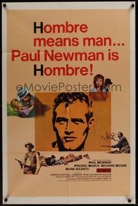 4r418 HOMBRE 1sh '66 Paul Newman, Fredric March, directed by Martin Ritt, it means man!