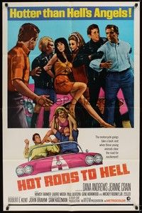 4r424 HOT RODS TO HELL 1sh '67 Dana Andrews, Jeanne Crain, Hotter than Hell's Angels!
