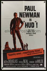 4r437 HUD 1sh '63 Paul Newman is the man with the barbed wire soul, Martin Ritt classic!
